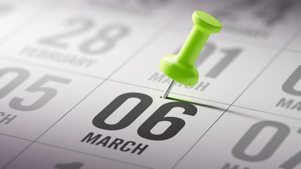 March 06 written on a calendar to remind you an important appoin