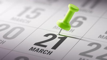 March 21 written on a calendar to remind you an important appoin