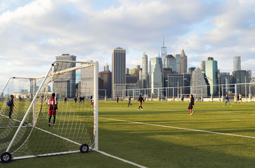 Naklejka premium Sunday soccer in NYC.