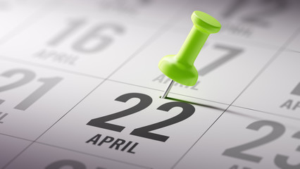 April 22 written on a calendar to remind you an important appoin