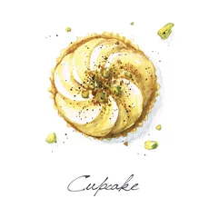 Gardinen Watercolor Food Painting - Cupcake © nataliahubbert