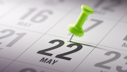 May 22 written on a calendar to remind you an important appointm