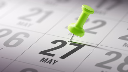 May 27 written on a calendar to remind you an important appointm