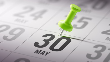May 30 written on a calendar to remind you an important appointm