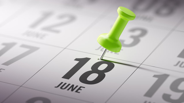 June 18 written on a calendar to remind you an important appoint