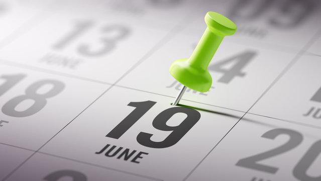 June 19 written on a calendar to remind you an important appoint