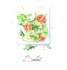 Foto op Plexiglas Aquarel Voedsel Schilderij - Salade © nataliahubbert
