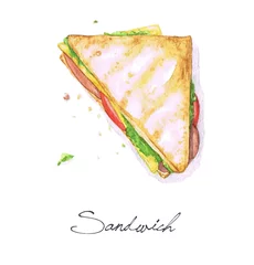Gordijnen Watercolor Food Painting - Sandwich © nataliahubbert