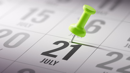 July 21 written on a calendar to remind you an important appoint