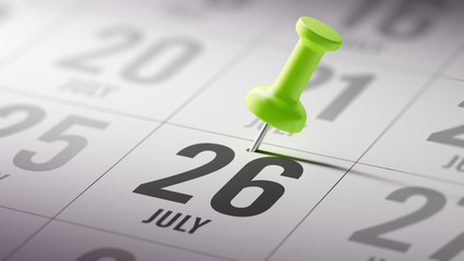 July 26 written on a calendar to remind you an important appoint