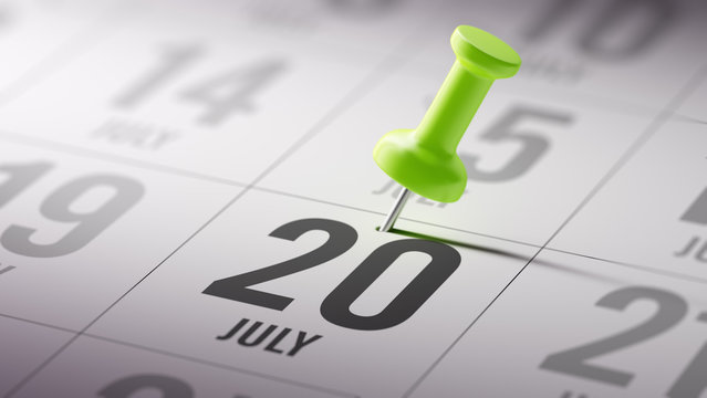 July 20 written on a calendar to remind you an important appoint