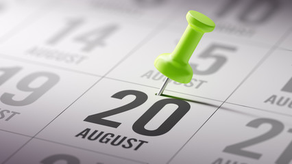 August 20 written on a calendar to remind you an important appoi