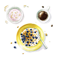 Watercolor Food Painting - Breakfast