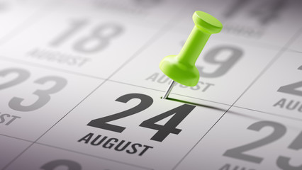 August 24 written on a calendar to remind you an important appoi
