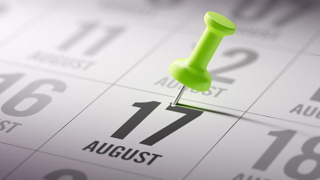 August 17 written on a calendar to remind you an important appoi