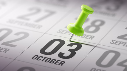 October 03 written on a calendar to remind you an important appo