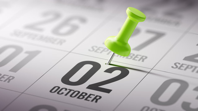 October 02 written on a calendar to remind you an important appo