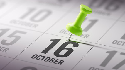 October 16 written on a calendar to remind you an important appo