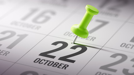 October 22 written on a calendar to remind you an important appo