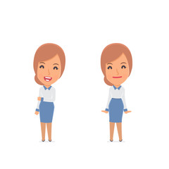 Funny Character Consultant Girl in confident and shy poses