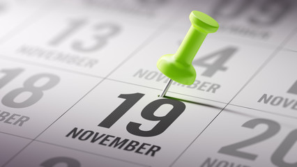 November 19 written on a calendar to remind you an important app