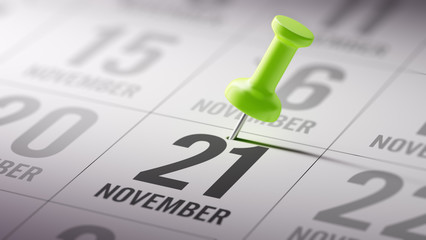 November 21 written on a calendar to remind you an important app