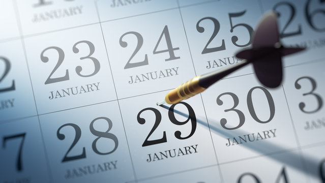 January 29 written on a calendar to remind you an important appo