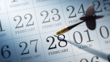 February 28 written on a calendar to remind you an important app
