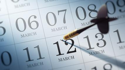 March 12 written on a calendar to remind you an important appoin