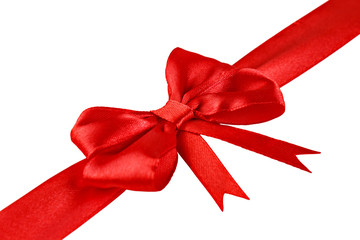 Decorative red ribbon with a bow