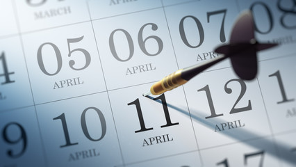 April 11 written on a calendar to remind you an important appoin