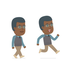Funny and Cheerful Character African American Teacher goes and r