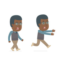 Angry and Frightened Character African American Teacher goes and