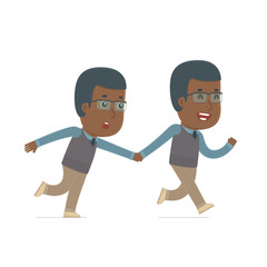 Happy and Joyful Character African American Teacher runs and dra