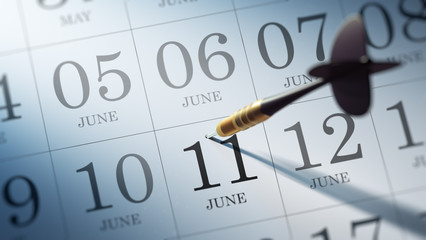 June 11 written on a calendar to remind you an important appoint