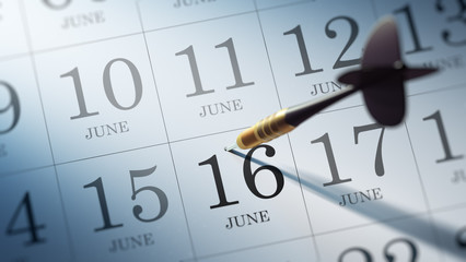 June 16 written on a calendar to remind you an important appoint