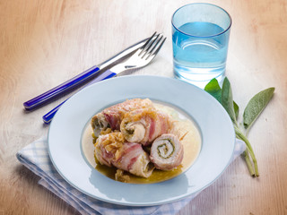 rolled up with bacon and sage