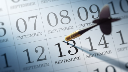 September 13 written on a calendar to remind you an important ap