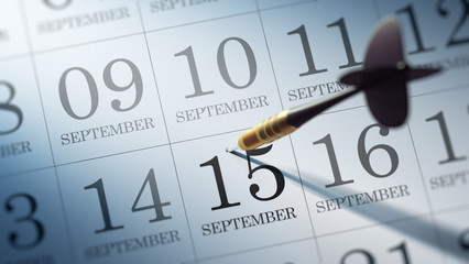 September 15 written on a calendar to remind you an important ap