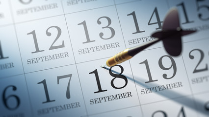 September 18 written on a calendar to remind you an important ap