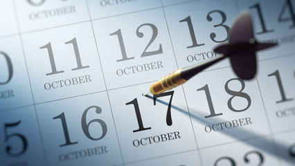 October 17 written on a calendar to remind you an important appo