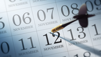 November 12 written on a calendar to remind you an important app