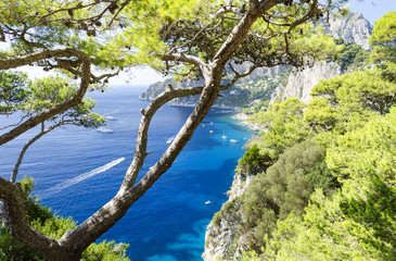 view on azure sea on Capri island, Campania, Italy