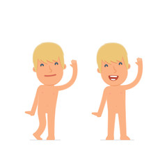 Funny and Cheerful Character Naked Man welcomes viewers