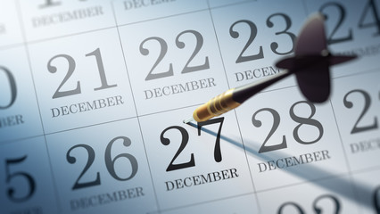 December 27 written on a calendar to remind you an important app