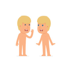 Cunning Character Naked Man gossiping and telling secret to his
