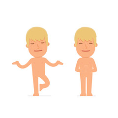 Fototapeta premium Calm and Blanced Character Naked Man does yoga and meditates