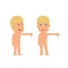 Frustrated and Angry Character Naked Man showing thumb down as a