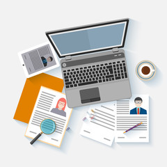Flat design icon of human resources management