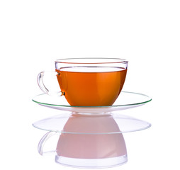 One Cup Fresh Tea on White Background